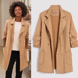 Frank & Eileen Belfast Trench Sweatshirt Trench Coat In Camel Size Large New